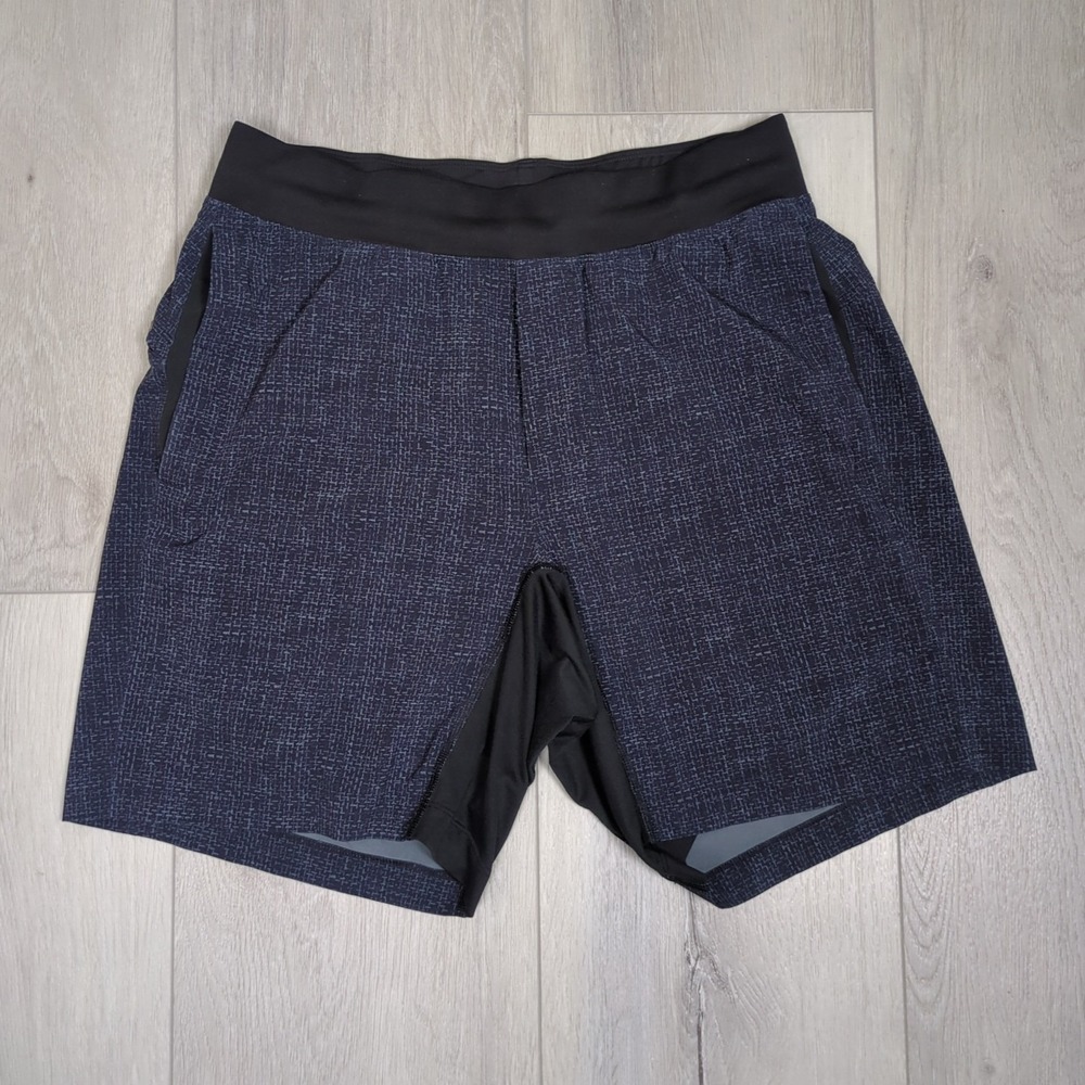 Lululemon T.H.E. Short Luxtreme Shorts 7" Mens Medium Blue Twill Weave Linerless
